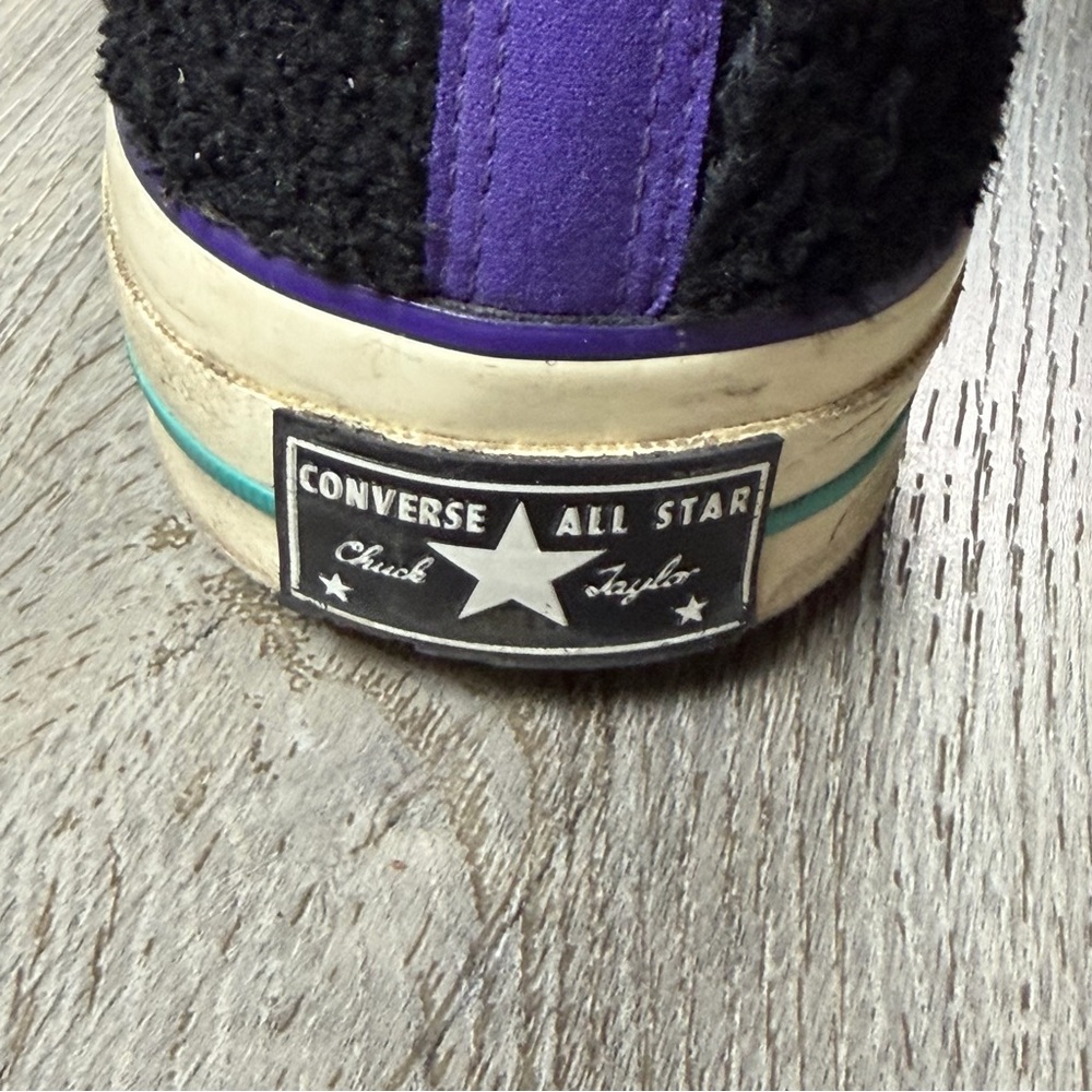 Converse Chuck Taylor All Star Shoes Mens Size 11.5 Black Fuzzy Terry High Top - Picture 6 of 11